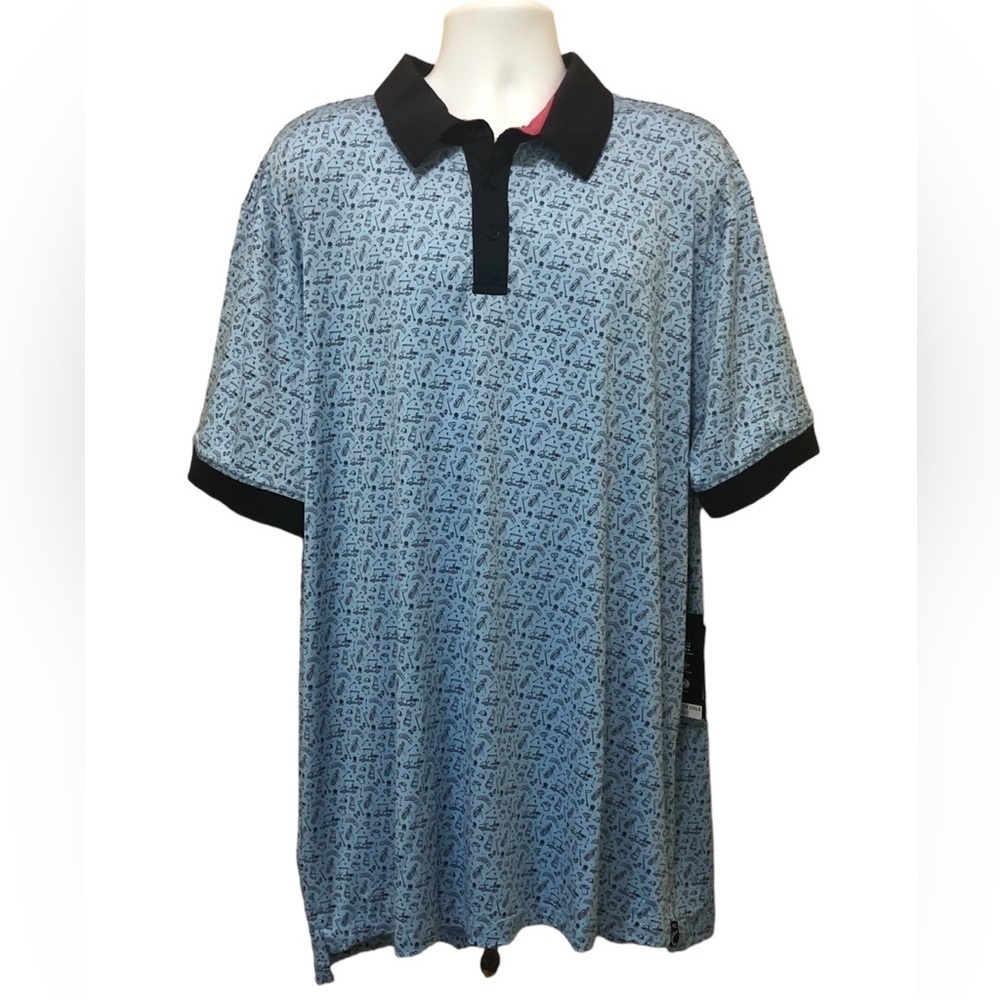 Kenneth Cole Men’s Golf Shirt Knit Polo 2X Sky Blue Premium Collection UPF 50+